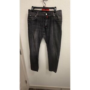Kiton Napoli Mens Faded Black Denim Jeans Made in Italy Size 34 Slim Straight